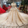 a line champagne wedding dress 573-11
