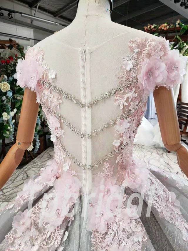 Pink Quinceanera Ball Gown Dress 2023 With Sweetheart Neckline, Puffy Tulle  Skirt, Applique 3D Flower Train, And Elegant Lace Pink Corset Prom Dress  From Zaomeng321, $266.3 | DHgate.Com