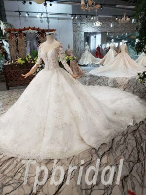 beaded lace wedding dress 577-02