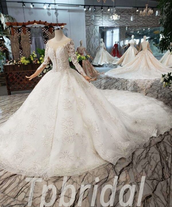 beaded lace wedding dress 577-02