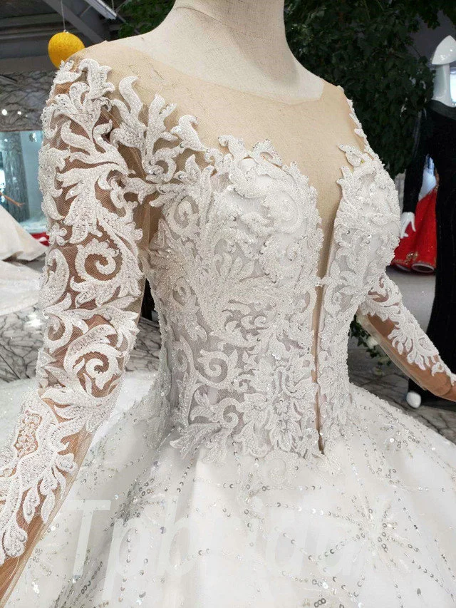 beaded lace wedding dress 577-05
