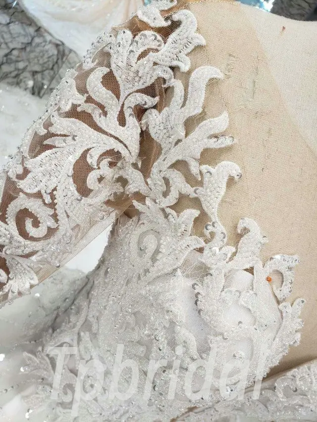 beaded lace wedding dress 577-06