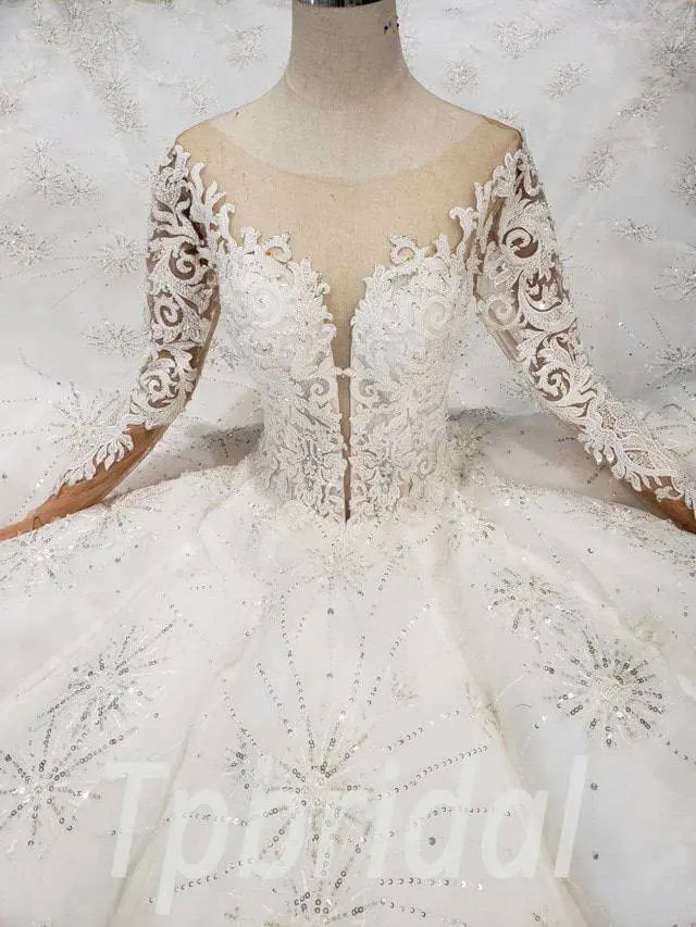 beaded lace wedding dress 577-07