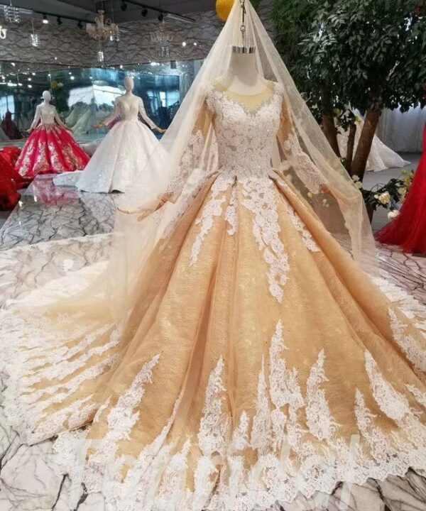 gold and white ball gowns 576-03