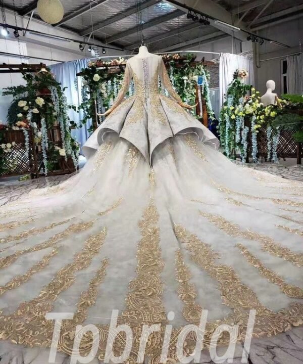 grey and gold wedding dress 568-01
