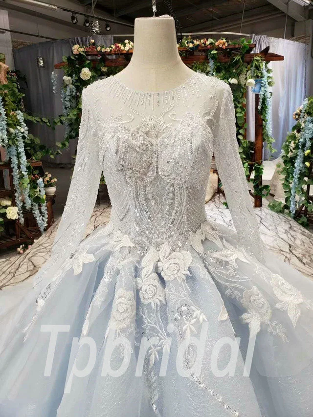 light blue wedding dress 566-05