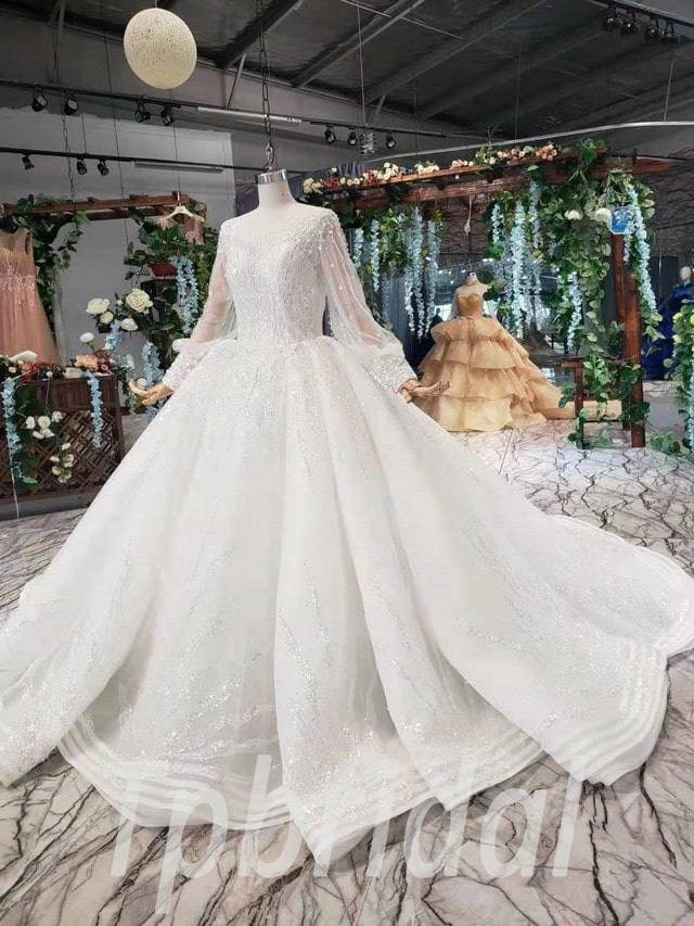 Princess Wedding Dress with Puff Short Sleeves Ball Gown Satin Bridal –  SheerGirl