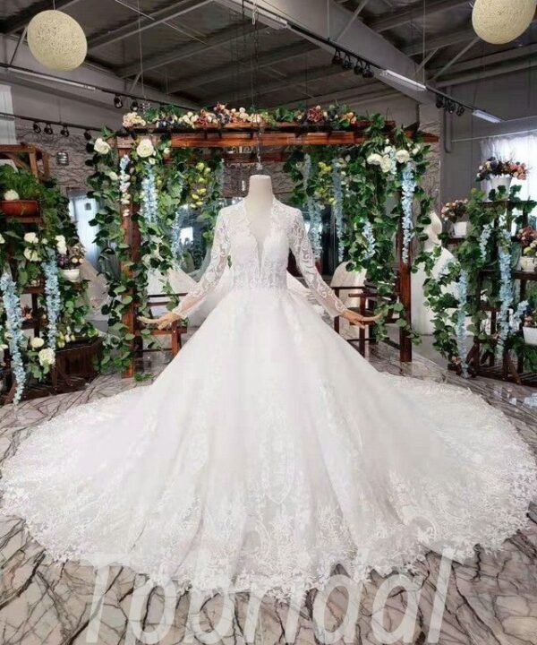 v neck ball gown wedding dress 584-04