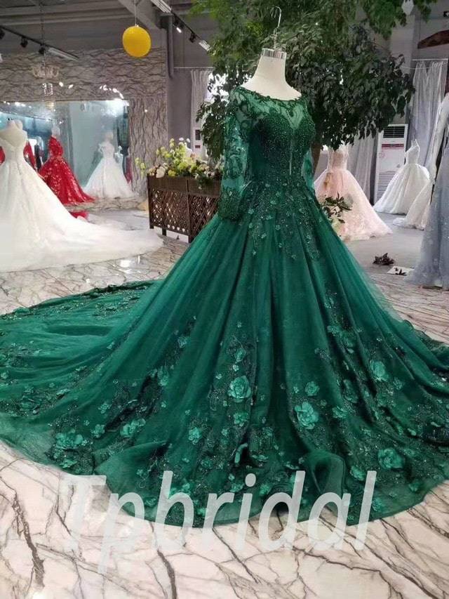 hunter green prom dress