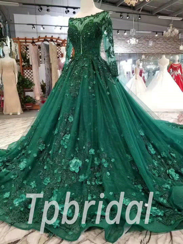 dark green wedding dresses