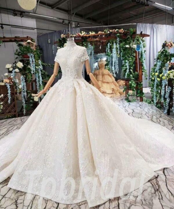 short sleeve wedding dress 593-01