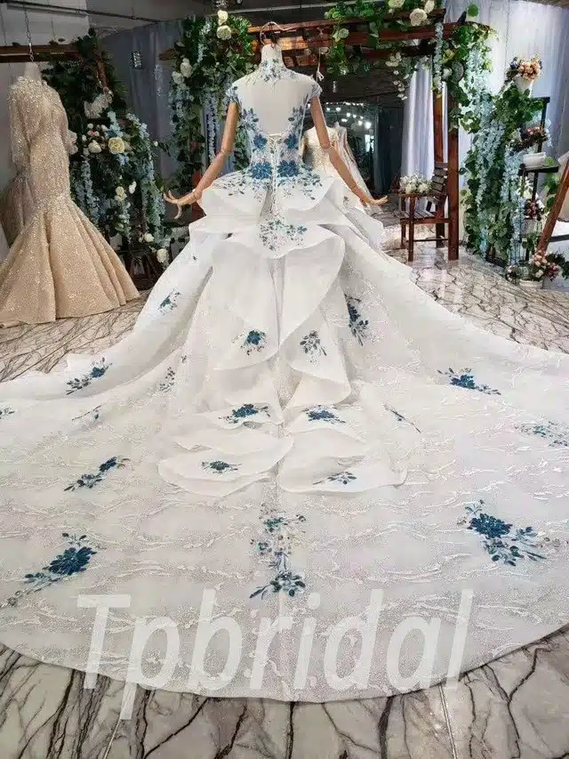 blue and white prom dress 598-17