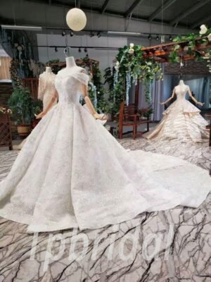white beaded wedding dress 600-09