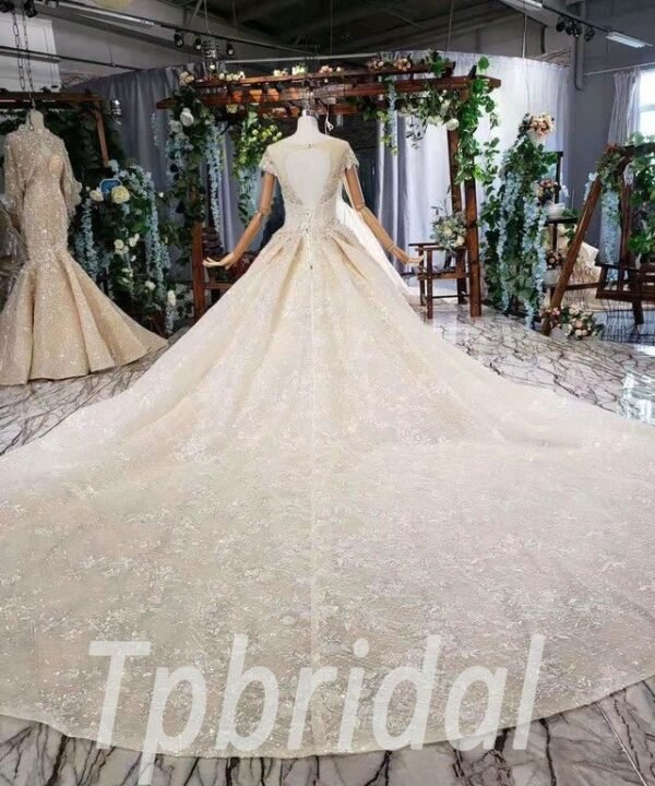 Alternative view of Short Sleeve Wedding Dress Champagne Bling Ball Gown