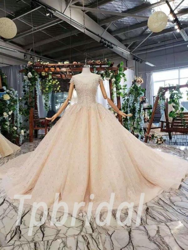 light orange wedding dress