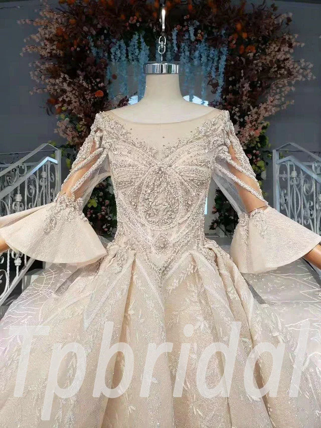 3/4 sleeve wedding dress 617-02