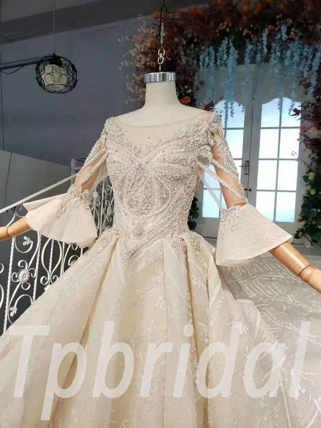 3/4 sleeve wedding dress 617-03