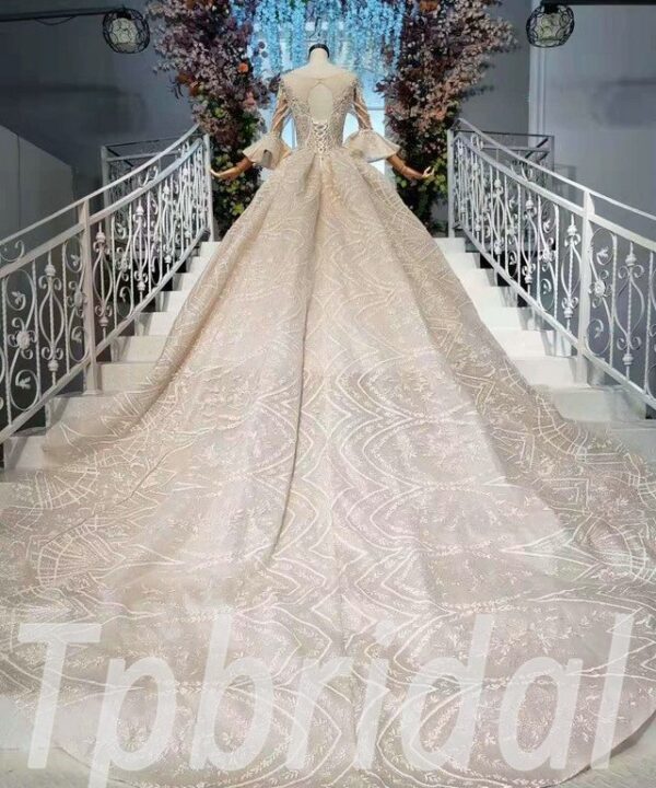 3/4 sleeve wedding dress 617-04