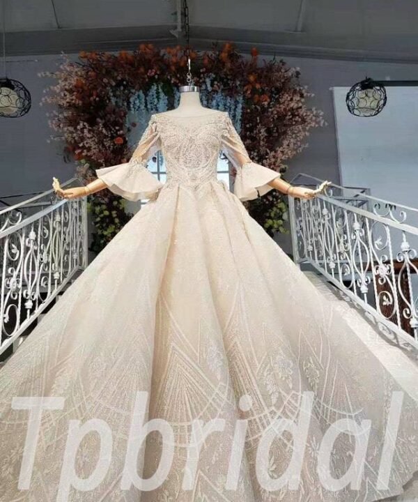 3/4 sleeve wedding dress 617-07