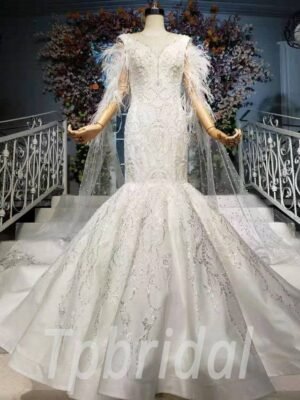 v neck mermaid wedding dress 613-01