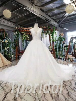 white simple wedding dress 609-01