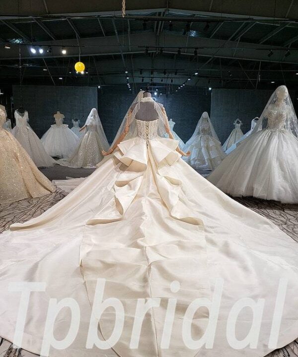 champagne satin wedding dress 641-06