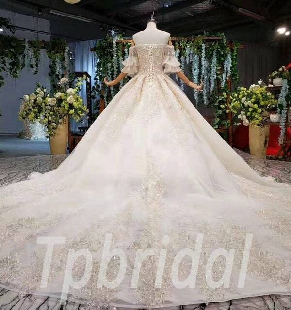 champagne strapless wedding dress 619-02