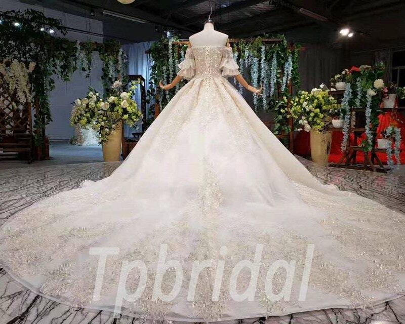 champagne strapless wedding dress 619-02