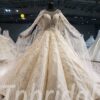 champagne wedding dress with cape 635-01