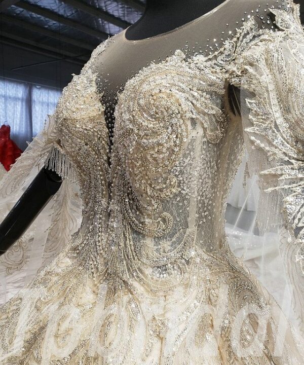 champagne wedding dress with cape 635-09