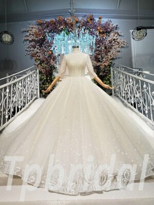 high neck ball gown wedding dress 630-04