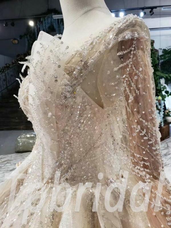 light champagne wedding dress 618-09