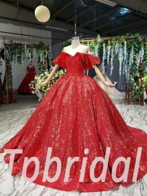 off shoulder red prom dress 639-03