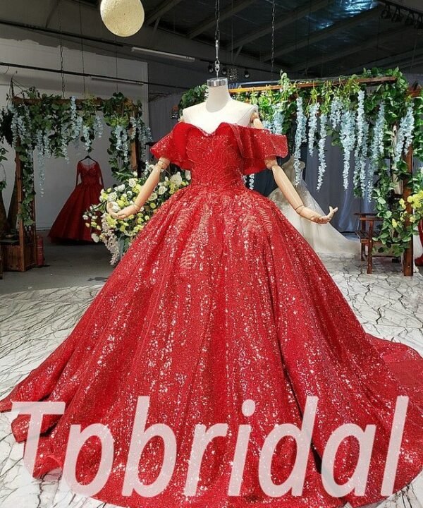 off shoulder red prom dress 639-03