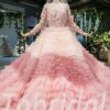 pink ball gown with sleeves 628-02
