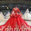 red long sleeve wedding dress 639-06