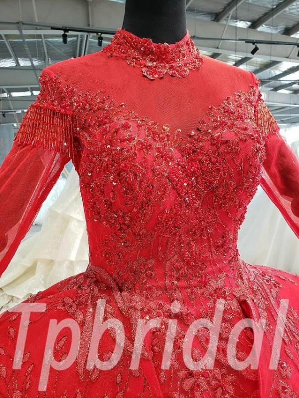 red wedding dress plus size 632-04