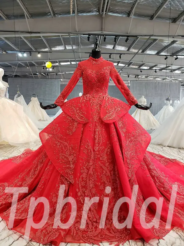 red wedding dress plus size 632-08