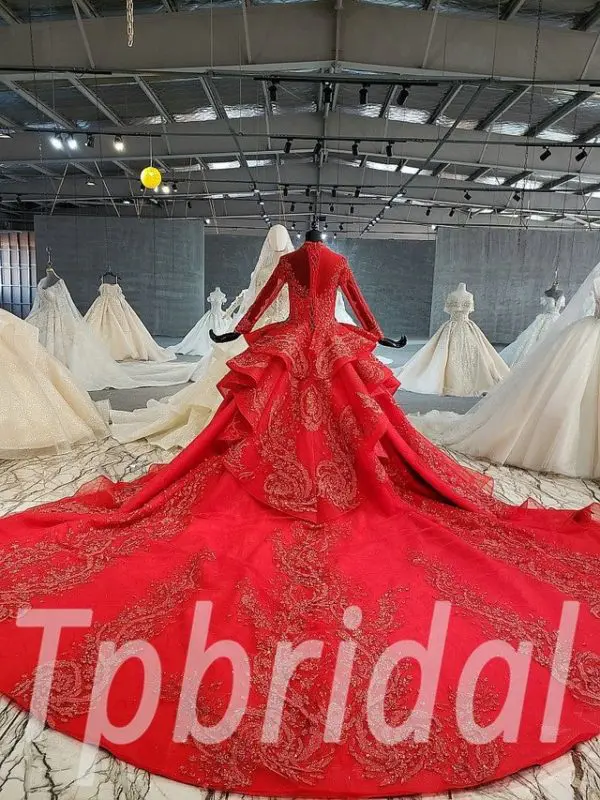 red wedding dress plus size 632-10