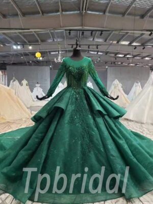 green lace wedding dress 665-10