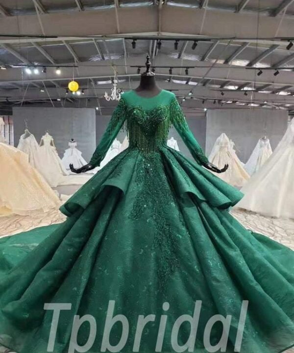 green lace wedding dress 665-10