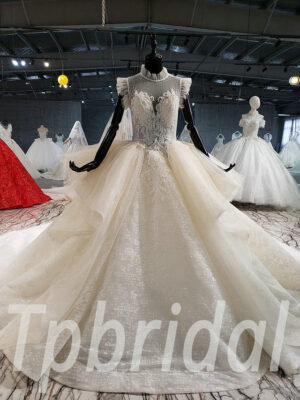 high neck lace wedding dress 647-07