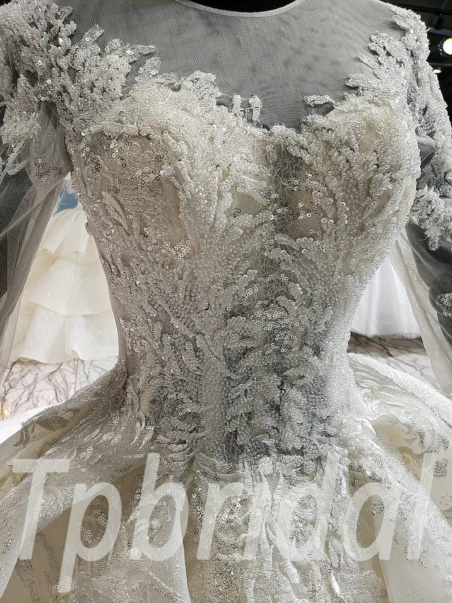 three quarter sleeve wedding dress 646-01