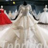 three quarter sleeve wedding dress 646-05