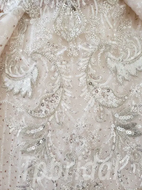 Pink Sparkly Ball Gown Prom Dress Long Sleeve Wedding Dress - Image 9