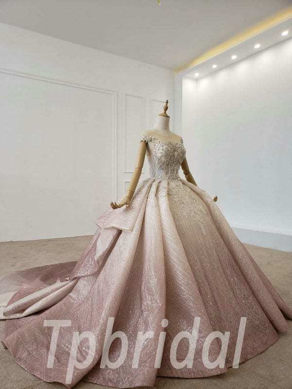 pink glitter wedding dress