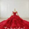 red ball gown wedding dress 672-009