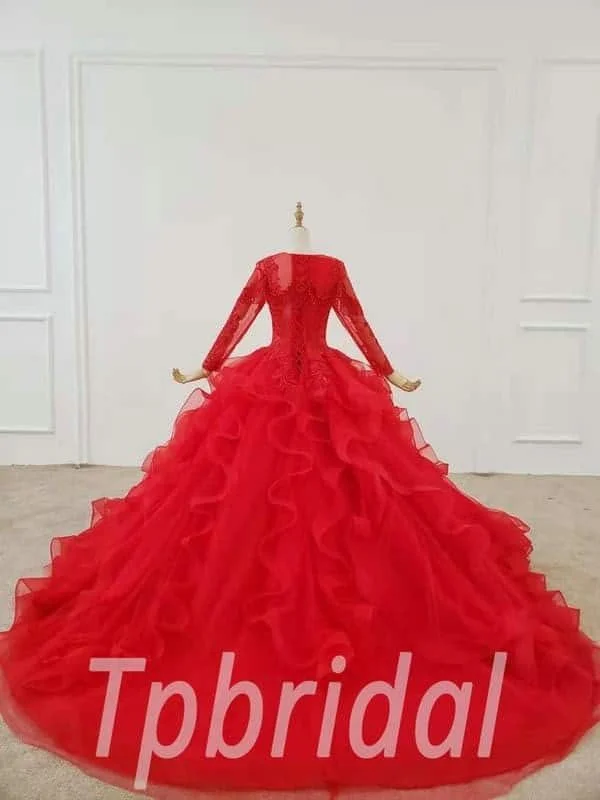 red princess prom dress 682-005