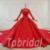 red wedding dress with train 683-009
