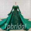 satin green prom dress 680-005
